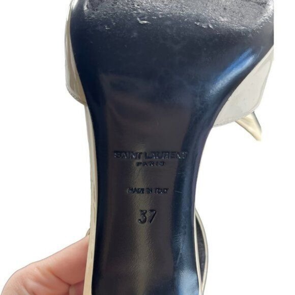 Saint Laurent Patent Anja 85 Ankle Strap Pointed Pumps 37 Coquille - Picture 7 of 8